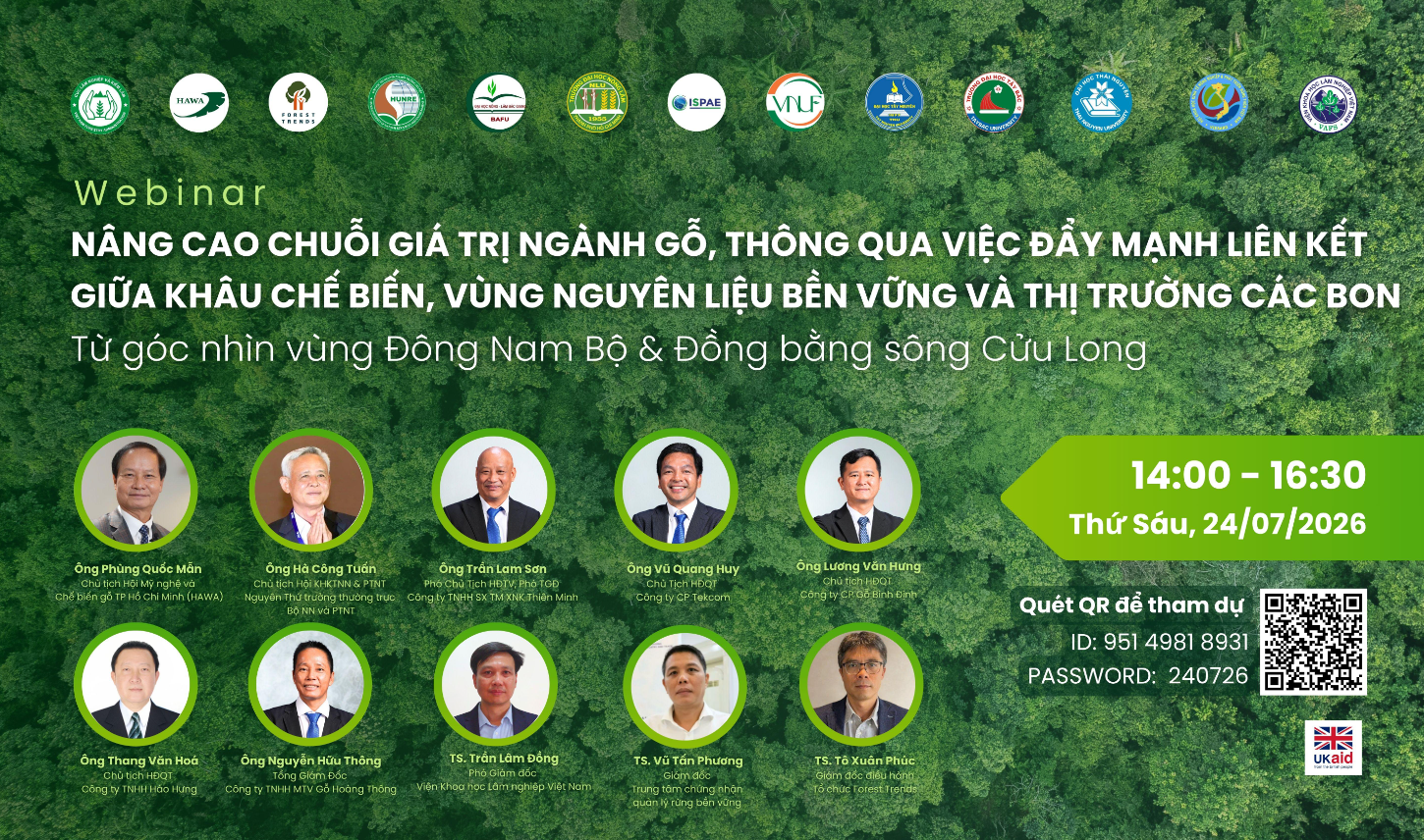 Webinar: Nâng cao chuỗi giá trị ngành gỗ thông qua việc đẩy mạnh liên kết giữa khâu chế biến, vùng nguyên liệu bền vững và thị trường các bon: Từ góc nhìn&hellip;